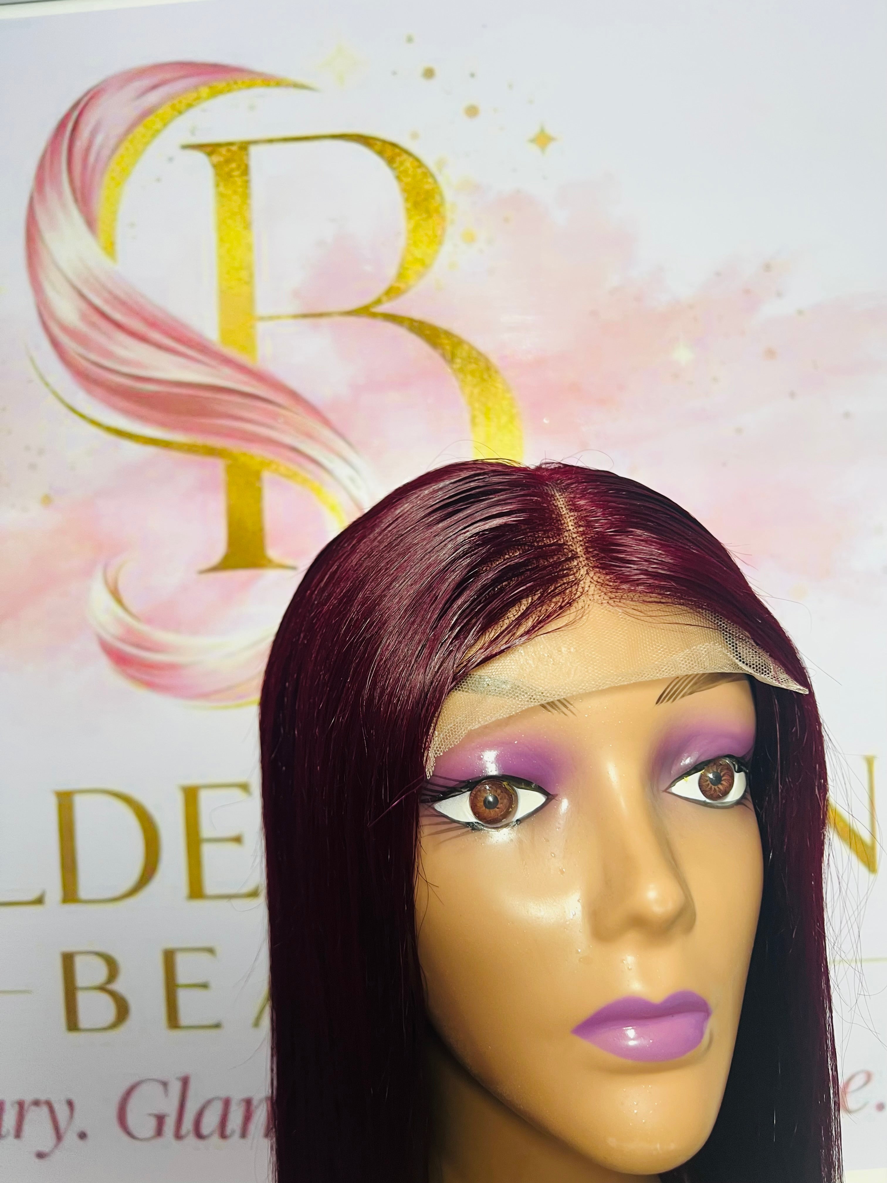 14” Burgundy 4x4 Glueless DD Lace Wig